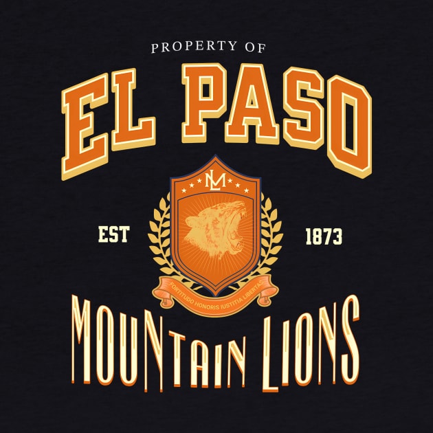 El Paso, Vintage College Design – Mountain Lions by Urban Gypsy Designs